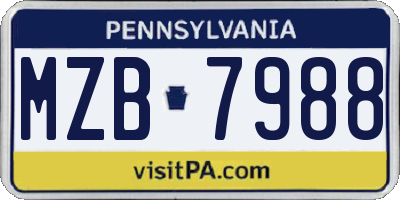 PA license plate MZB7988
