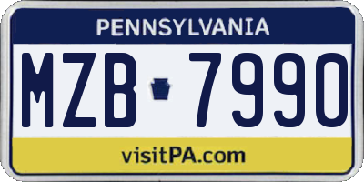 PA license plate MZB7990