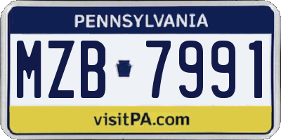 PA license plate MZB7991