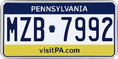 PA license plate MZB7992