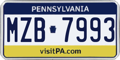 PA license plate MZB7993