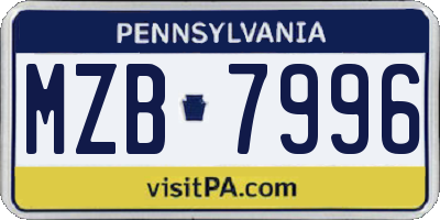 PA license plate MZB7996