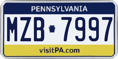 PA license plate MZB7997