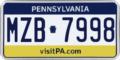 PA license plate MZB7998