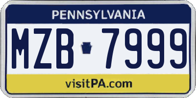PA license plate MZB7999