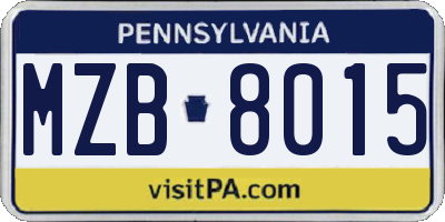 PA license plate MZB8015