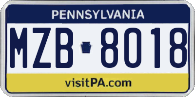 PA license plate MZB8018
