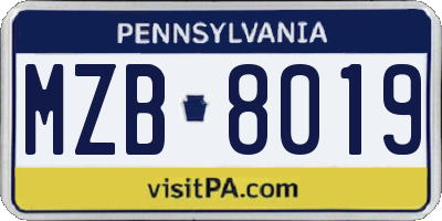 PA license plate MZB8019