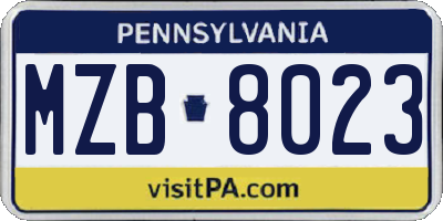 PA license plate MZB8023