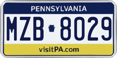 PA license plate MZB8029