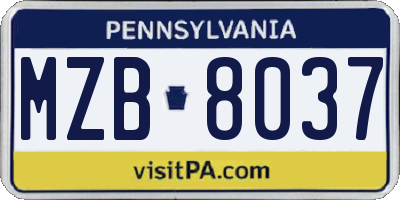 PA license plate MZB8037