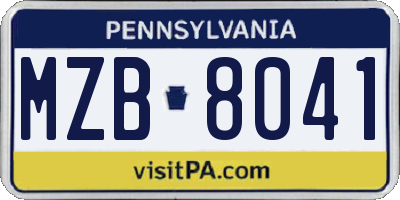 PA license plate MZB8041