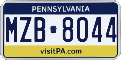 PA license plate MZB8044