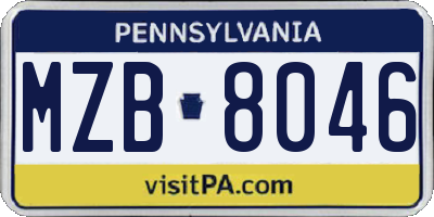 PA license plate MZB8046