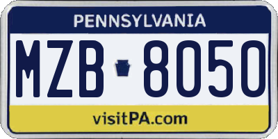 PA license plate MZB8050
