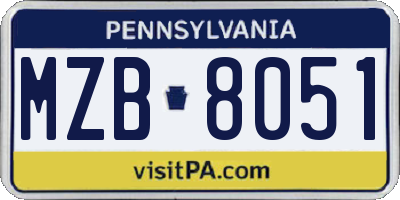 PA license plate MZB8051