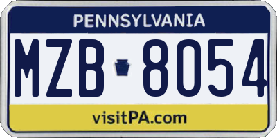 PA license plate MZB8054