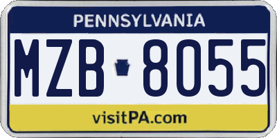 PA license plate MZB8055