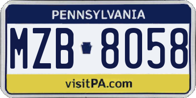 PA license plate MZB8058
