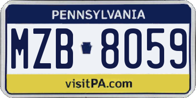 PA license plate MZB8059