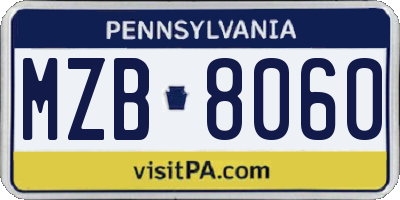 PA license plate MZB8060