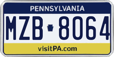 PA license plate MZB8064