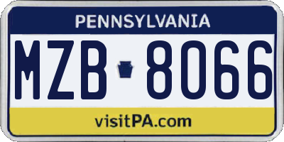 PA license plate MZB8066