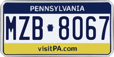 PA license plate MZB8067