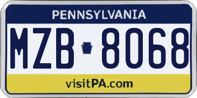 PA license plate MZB8068