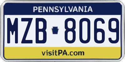 PA license plate MZB8069