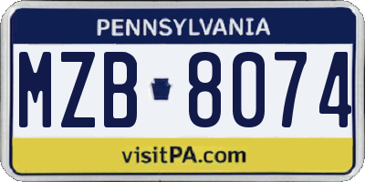 PA license plate MZB8074
