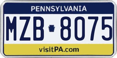 PA license plate MZB8075