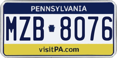 PA license plate MZB8076