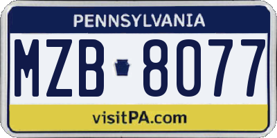 PA license plate MZB8077