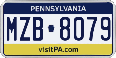 PA license plate MZB8079