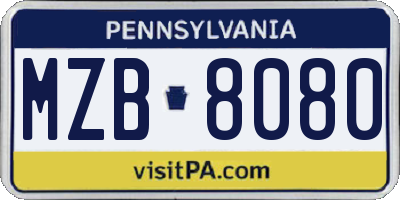 PA license plate MZB8080