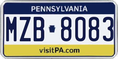 PA license plate MZB8083