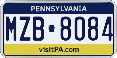 PA license plate MZB8084