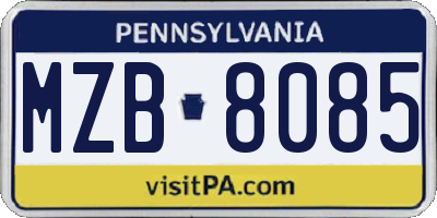 PA license plate MZB8085