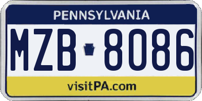PA license plate MZB8086