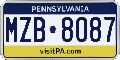 PA license plate MZB8087