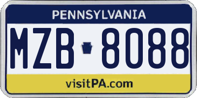 PA license plate MZB8088