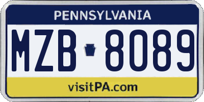 PA license plate MZB8089