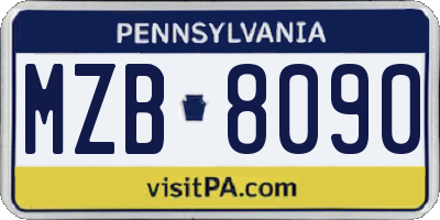 PA license plate MZB8090