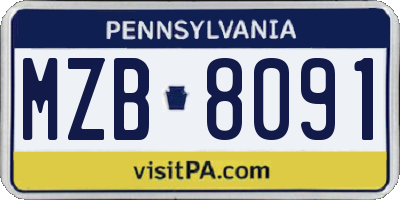 PA license plate MZB8091