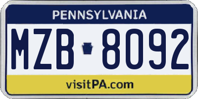 PA license plate MZB8092