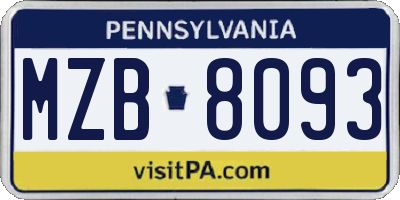 PA license plate MZB8093