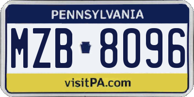 PA license plate MZB8096