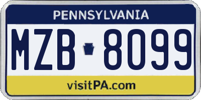 PA license plate MZB8099