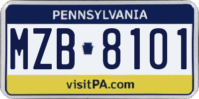 PA license plate MZB8101